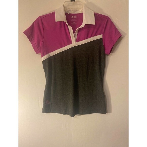 Adidas CLIMALITE Size Small Golf Short Sleeve Short Pink Colorblock - Picture 1 of 7
